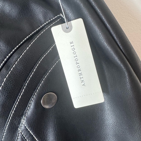 NWT Anthropologie Maeve Faux-Leather Button-Front Belted Mini Skirt size 8 - Picture 6 of 9